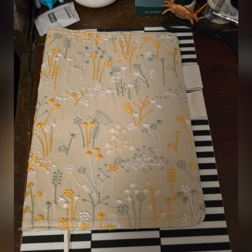 Floral Embroidered Midori Notebook Cover